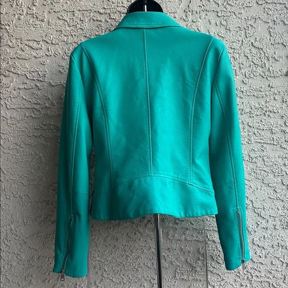 Levi's Moto Turquoise Leather Jacket-size Small, used once with a tag - Picture 7 of 16
